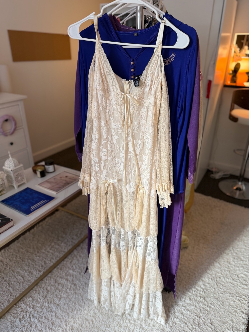 Dolls Kill Cream Lace Tiered Maxi Dress